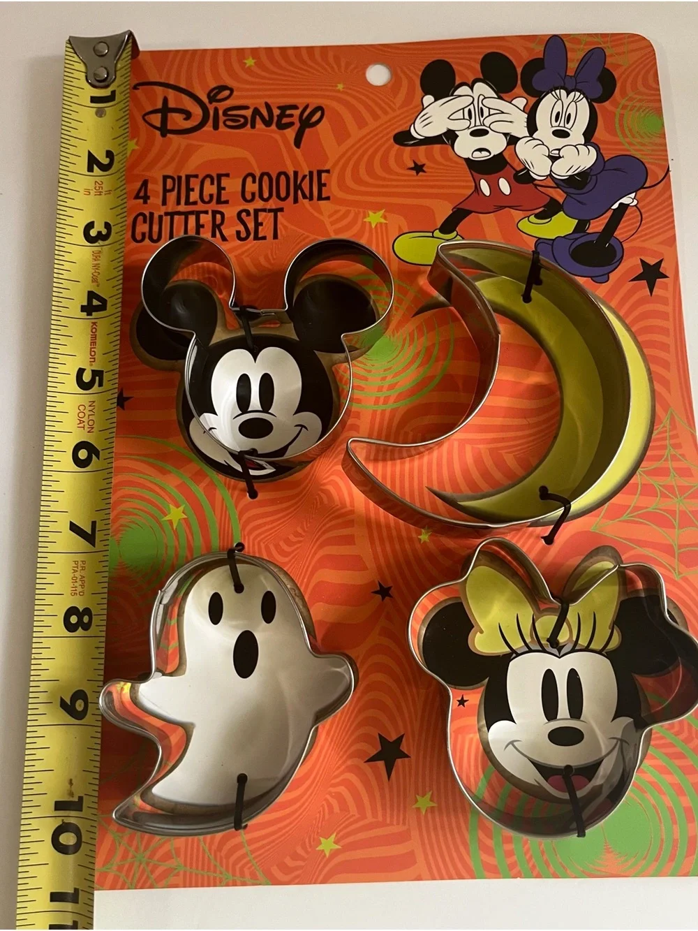 Disney Halloween 4 Piece Metal Cookie Cutter Set Mickey Minnie Ghost Moon NIP